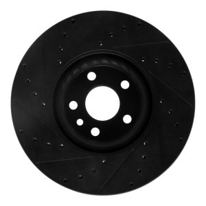 Volvo XC60 Brake Rotor (1) - Front Right - R1 Concepts - Drilled & Slotted - Black - `16-`17